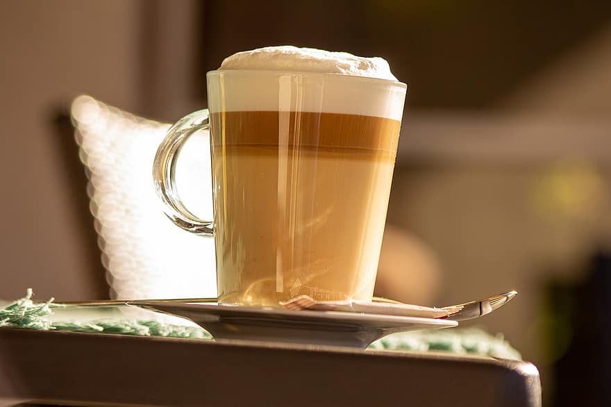Kawa, Puchar, drink, napoje, gorąca kawa, milchschaum, listwa, cappuccino, mleczna kawa, przerwa na kawę, śniadanie