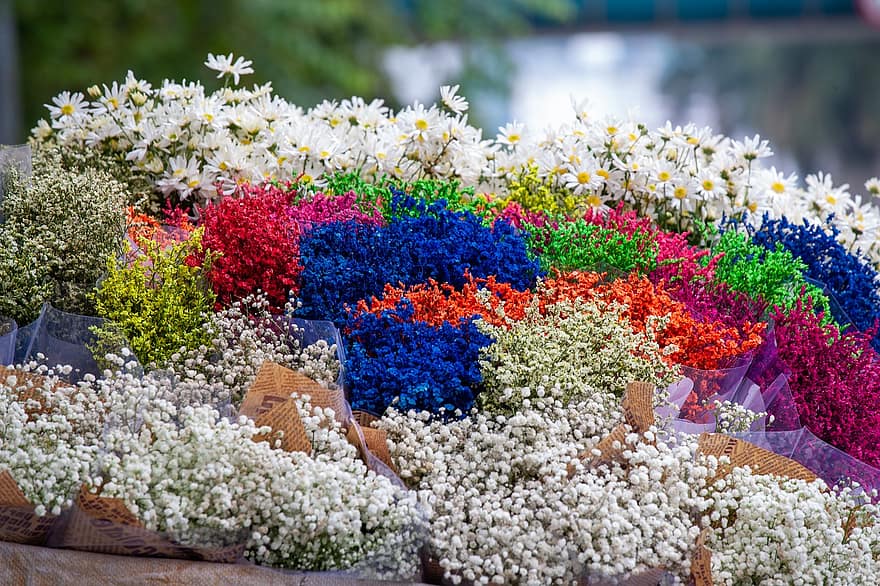 kwiaciarnia, kwiaty, bukiety, ulica, Hanoi