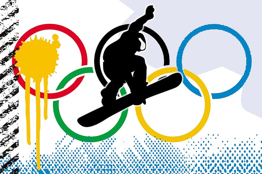 سوتشي 2014 ، روسيا ، الأولمبياد ، أولمبياد الشتاء ، منافسة ، Snwowboarder ، أسلوب ، اقفز ، حلقات أولمبية