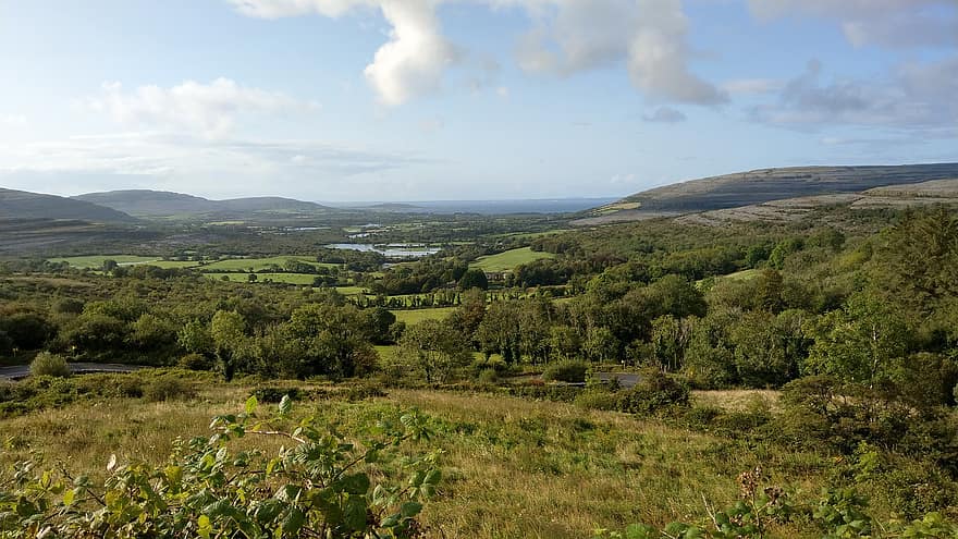 Irlanda, amplio, paisaje, colina, escénico