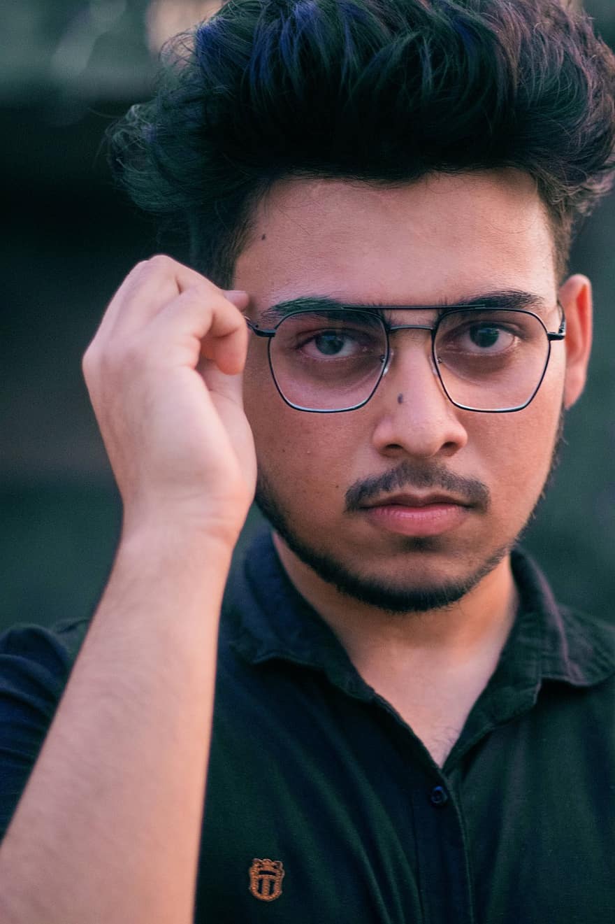Man, Model, Glasses, Serious, Expression, Pose, Glass, Casual, Light, Person