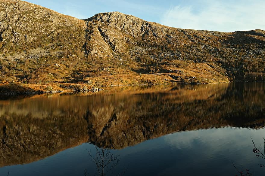 Montagne, Lac, Norvège, Botnavatnet, fitjar, la nature