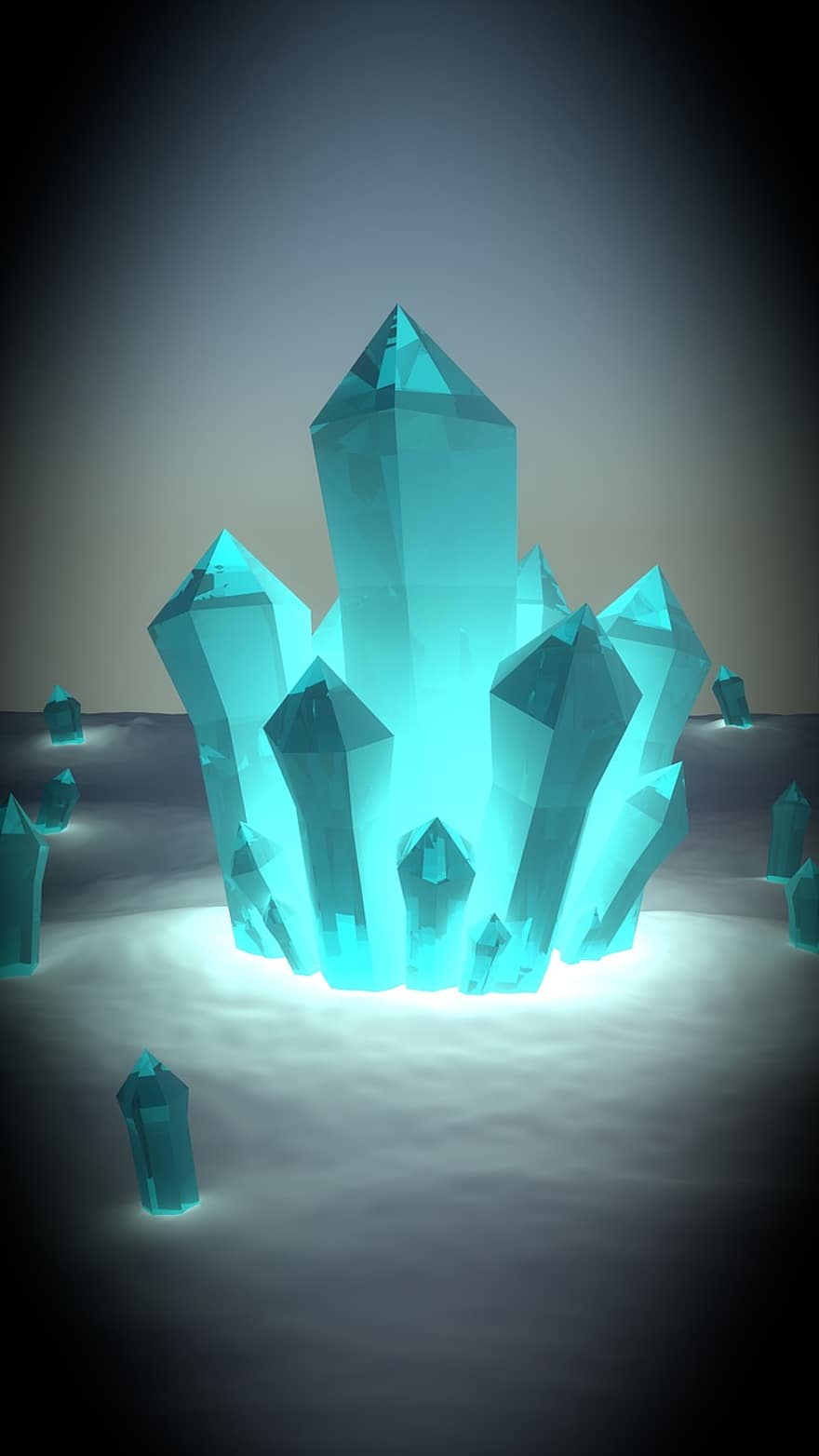 ledový krystal, krystal, fantazie, magie, zimní, modrý