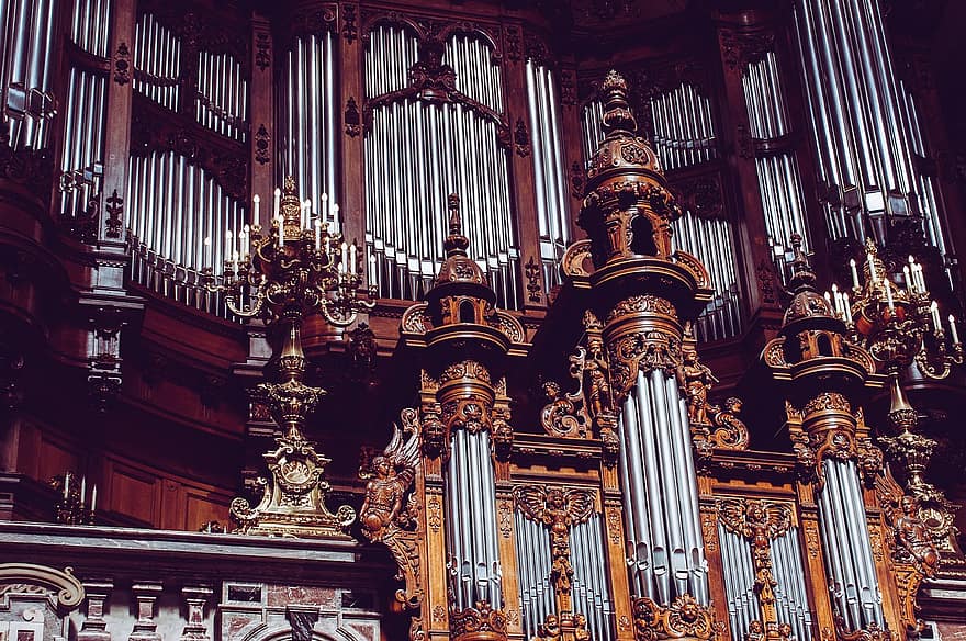 organ, kirkeorgan, orgel, musikinstrument, instrument, religion, indendørs, Kristendom, arkitektur, kulturer, gammel