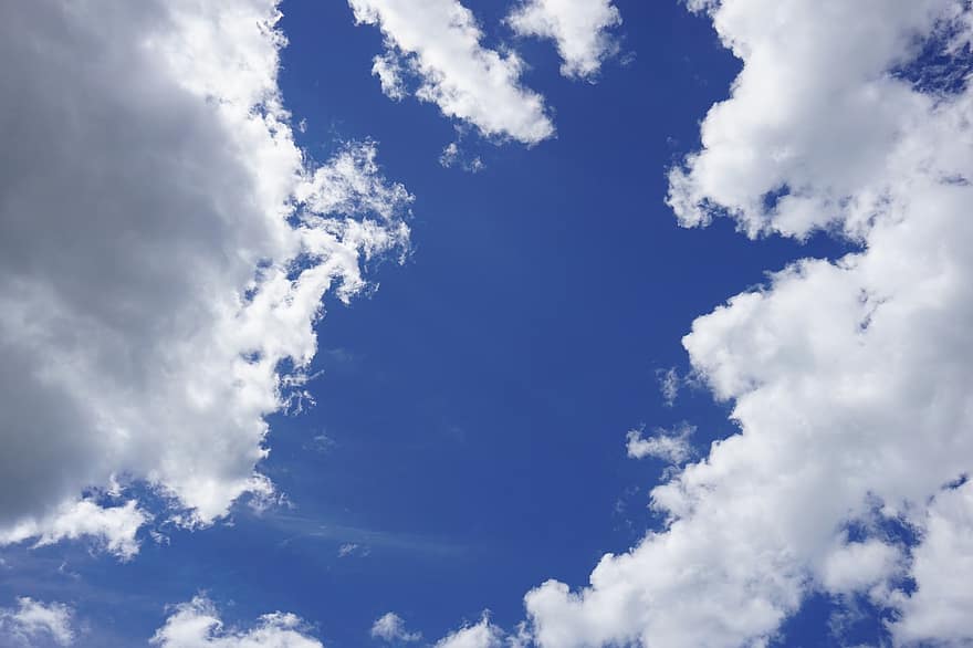 ciel, des nuages, cumulus, des nuages ​​cumulus, ciel bleu, skyscape, cloudscape, atmosphère, météorologie, la nature