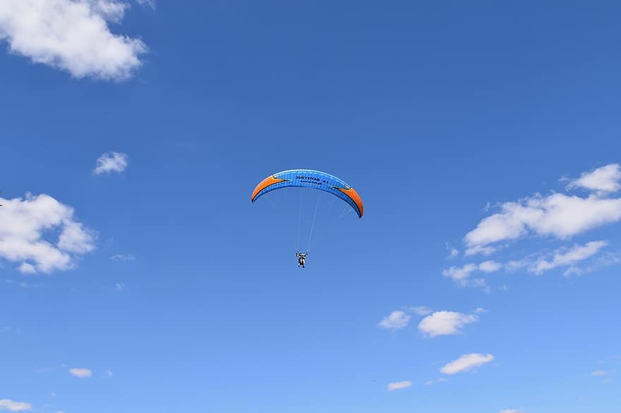 paragliding, paraglider, paraglider tandem, landen, tandemvlucht, vijfde wiel, thermische wind, vliegtuig, wind, sport, hobbies