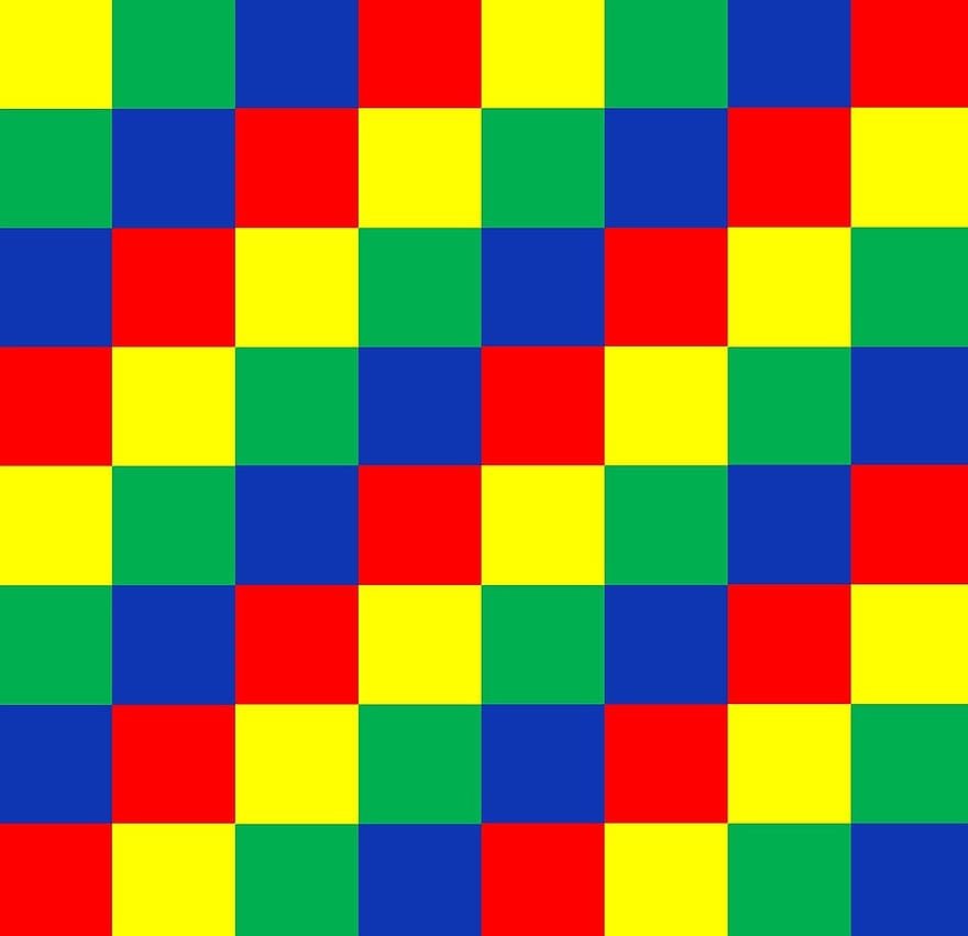 rojo, azul, verde, amarillo, cubitos, cuadrícula, modelo, brillante, vistoso, color, mosaico