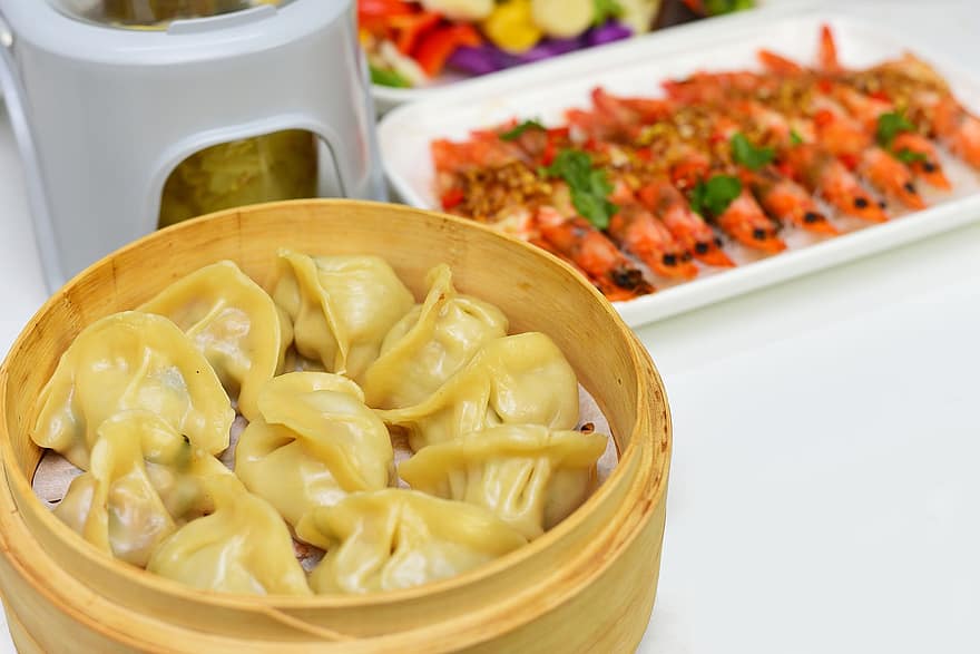 पकौड़ा, एशियाई भोजन, खाना, भांप में पकाई गई पकौड़ियां, चीनी व्यंजन
