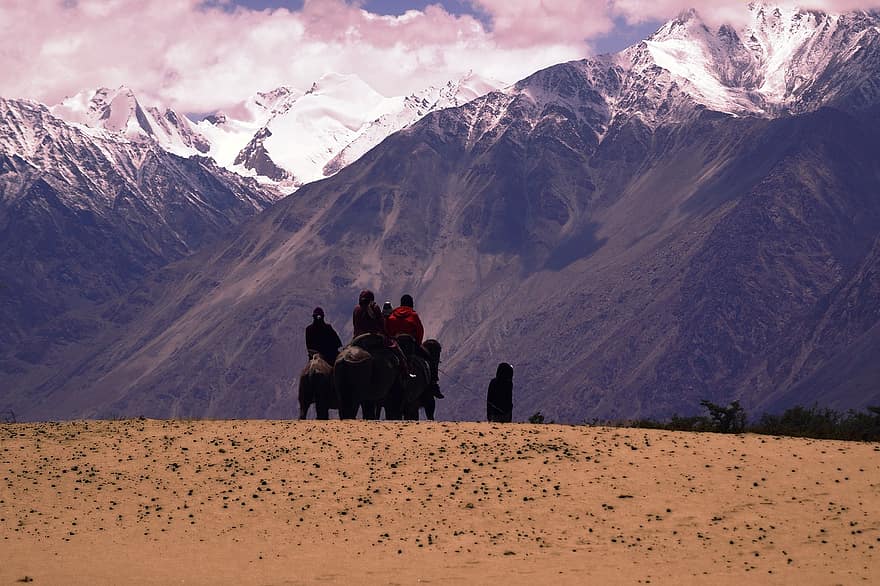 Montagne, vallée, les collines, le sable, neige, route, himalaya, trekking, de plein air, camping, altitude