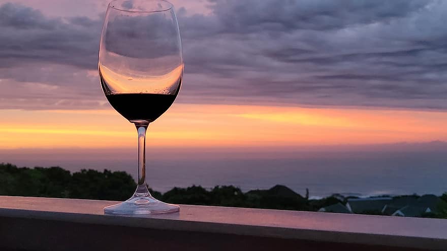 vin, solnedgang, drikke, alkohol, rødvin