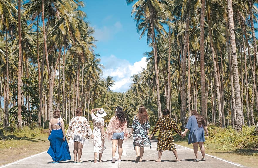 palmės, draugai, nuotykius, kelias, siargao, Filipinai, saloje