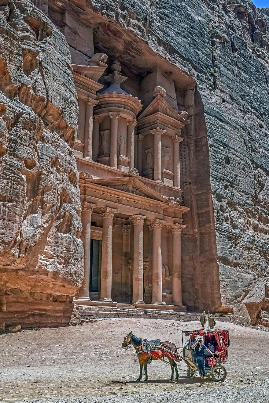 monument, Trésorerie, ancien, désert, point de repère, Petra, Jordan, architecture, tourisme, Culture, façade