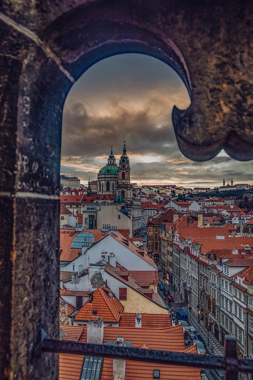 захід сонця, Прага, історії, червоний дах, собор, відомий