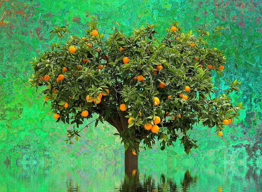 pohon, pohon jeruk, alam, satu-satunya pohon, pemandangan, sendirian