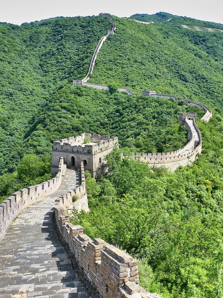万里の長城、中国、北京、歴史的な場所、要塞、山、建築、古い、有名な場所、歴史、旅行先