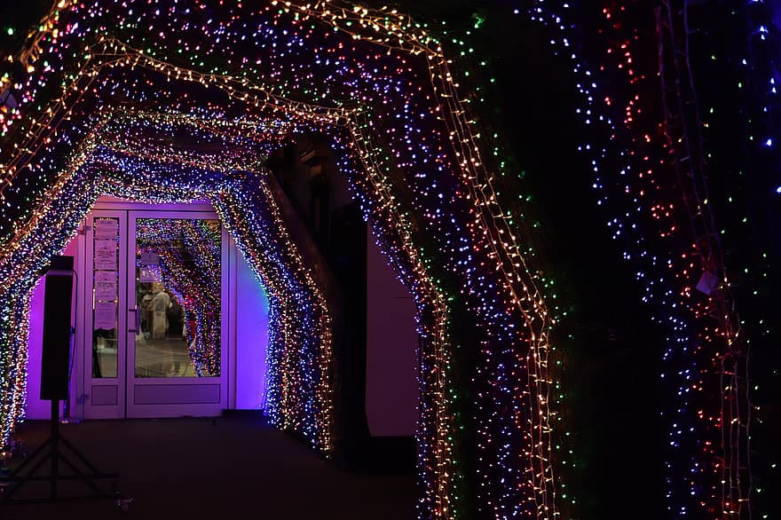Коледна украса, празник, LED светлини, технология, идване, настроение, нощ, осветен, украса, празненство, фонове