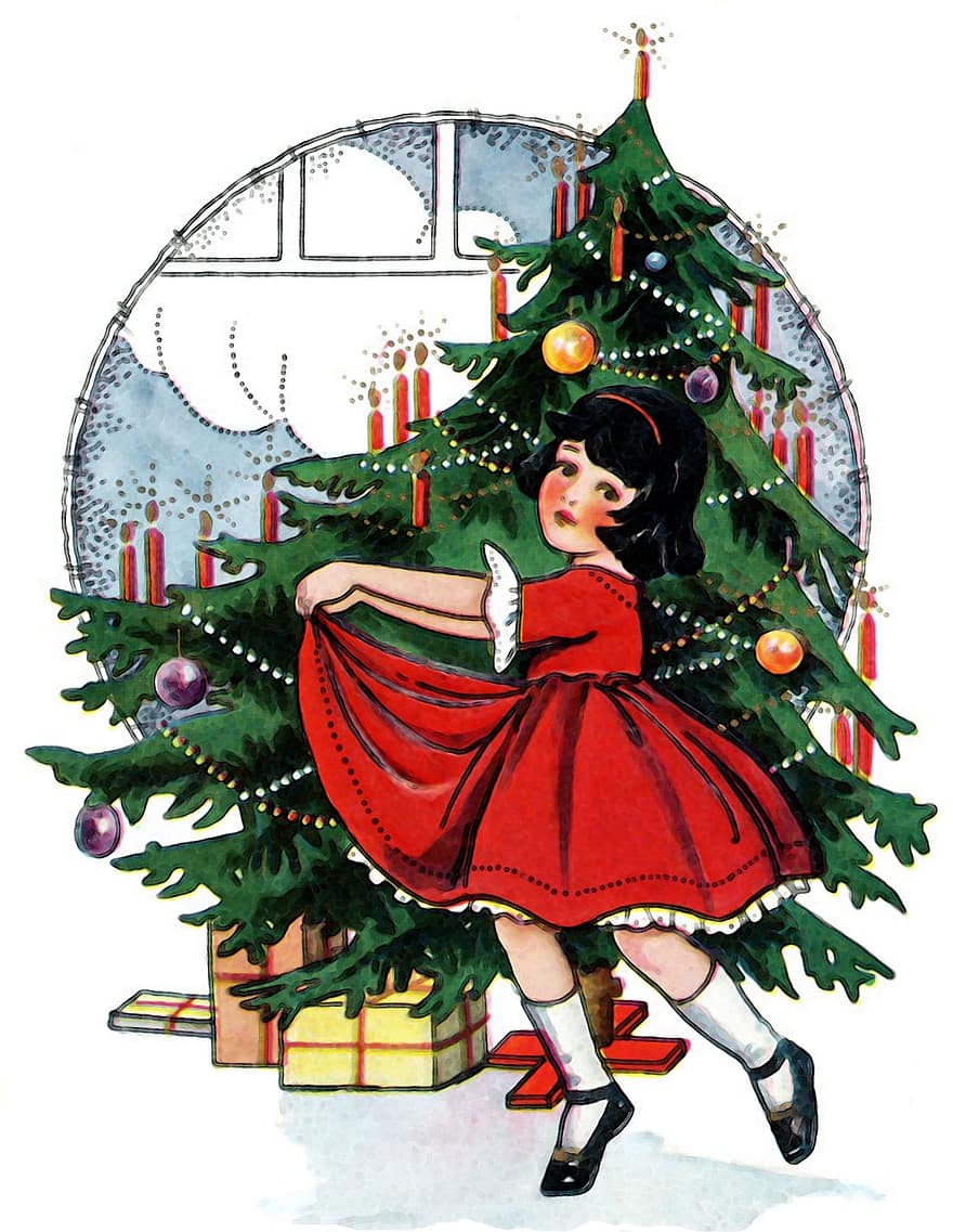 Natal, criança, pinheiro, árvore de Natal, festas, dezembro, vermelho, noite de natal, família de natal, Enfeite de natal, presentes