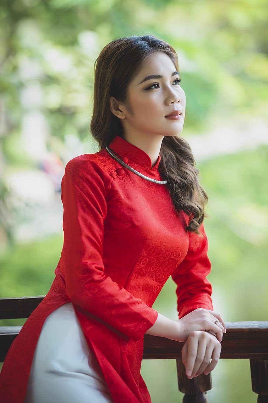 Woman, Model, Young, Beauty, Fashion, Female, Person, Portrait, Traditional Costume, Vietnamese
