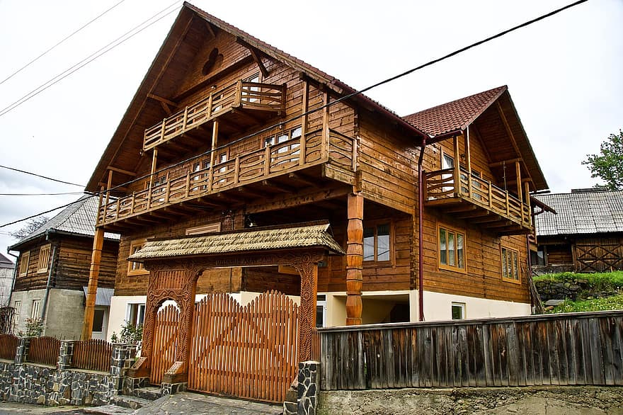 Gebäude, Zuhause, hölzern, traditionell, Rumänien, Holz, die Architektur, Dach, Baugewerbe, Gebäudehülle, gebaute Struktur