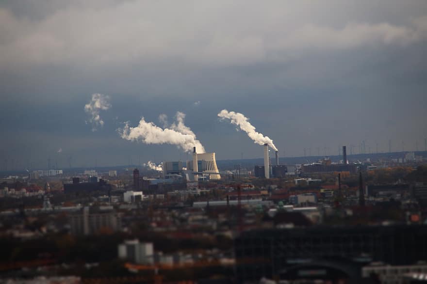 工場、CO2、業界、空気、汚染、自然、煙、気候、環境、シティ、煙突