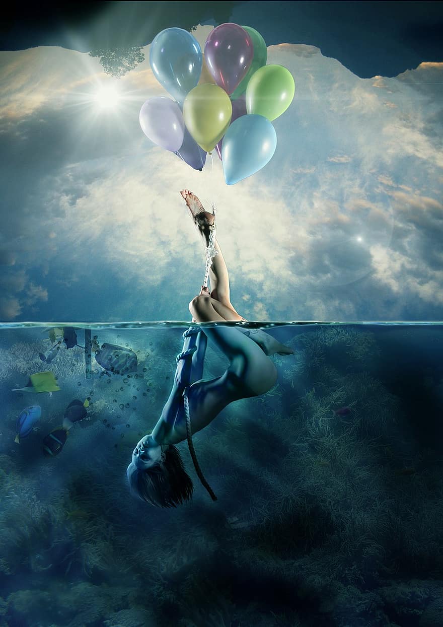 повітряна куля, морський, жінка, природи, небо, фон, краєвид, блакитний, сонячна, силует, свято