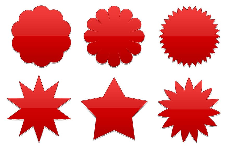 Estrela, flor, vermelho, formas, geométrico, botão