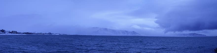 θάλασσα, φύση, Ισλανδία, χιόνι, κρύο, χειμώνας