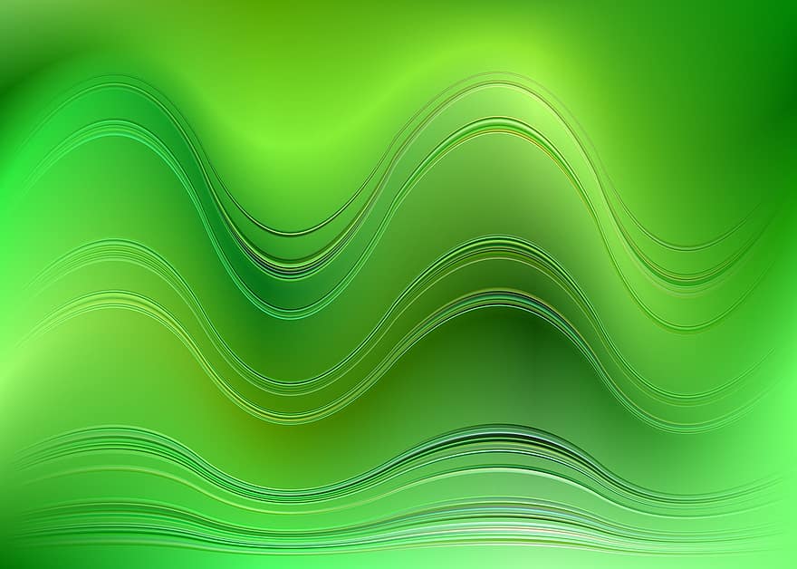 Green, Wave, Background, Abstract, Curve, Artwork, Gradient, Sine, Wavy, Shades, Hue