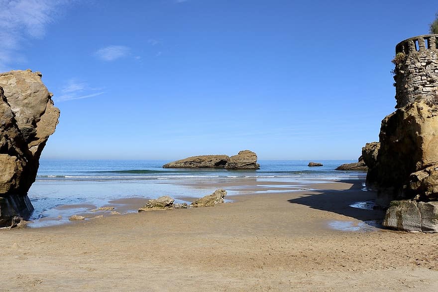 strand, natur, hav, ferie, sten, klippe, rekreation, Biarritz, udendørs