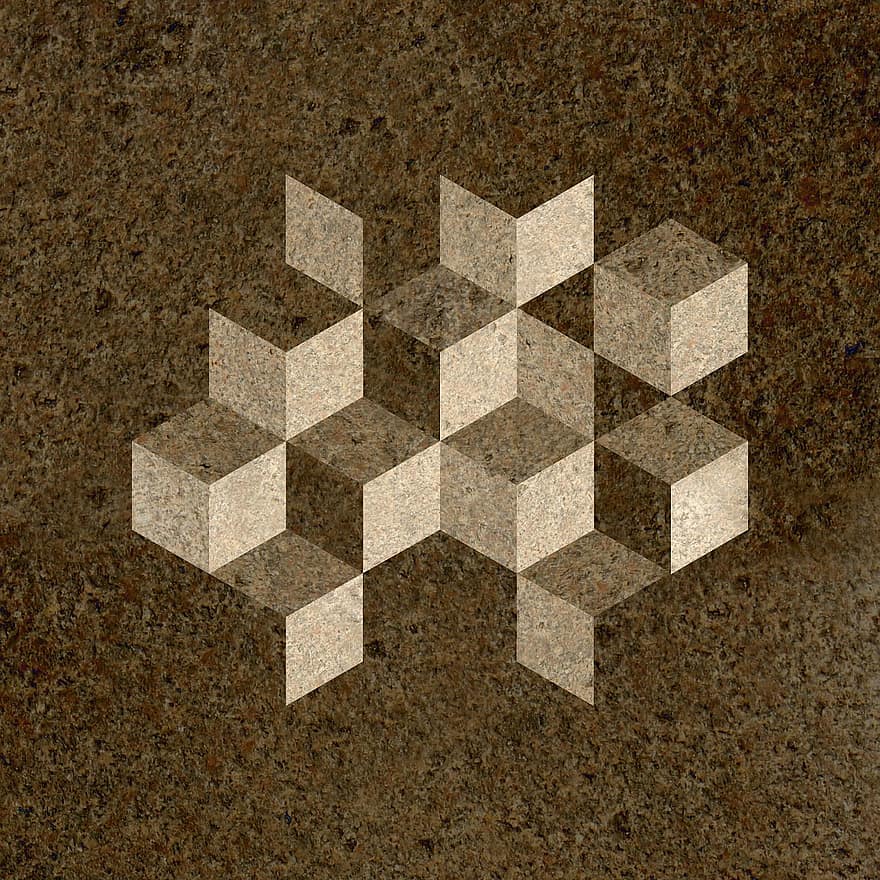 cube, 3d, fragment, image de fond, abstrait, conception, marron, beige, modèle, structure, forme