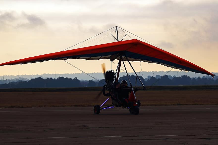 mikrofly, luftfartøy, vinge, motorisert, soloppgang