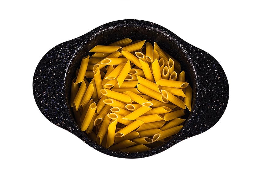 pasta, penne, pastry, food, meal, yellow, close-up, isolated, bowl, backgrounds, macaroni