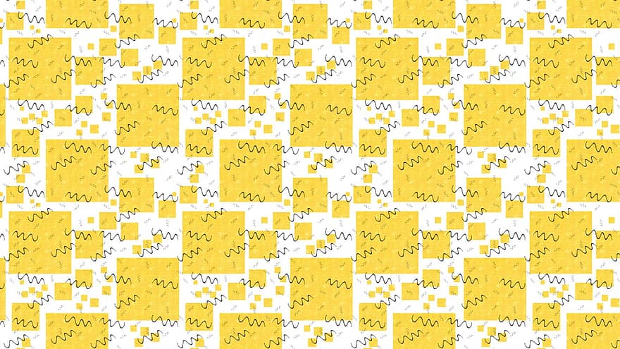 Squares, Waves, Background, Abstract, Geometric, Pattern, White, Yellow, Confetti, Celebration, Decoration