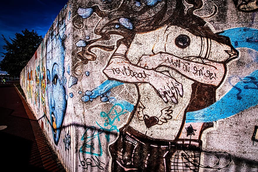 graffiti, ispirazione, cuore, motivazione, parete, uomini, creatività, vita di città, illustrazione, sporco, murale