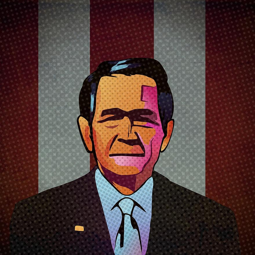 George W. Bush, populární umění, prezident, usa, Amerika, národ, Patriot Act, Pohled, Facebook, napodobit, demagoga