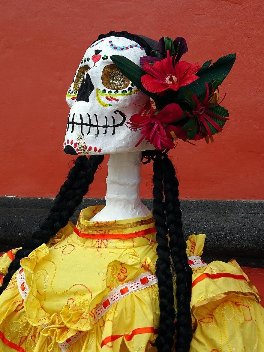 Mexiko, catrina, den smrti, animas, kostra, lebka, populární festivaly, ženy, řemesla, smrt, kosti