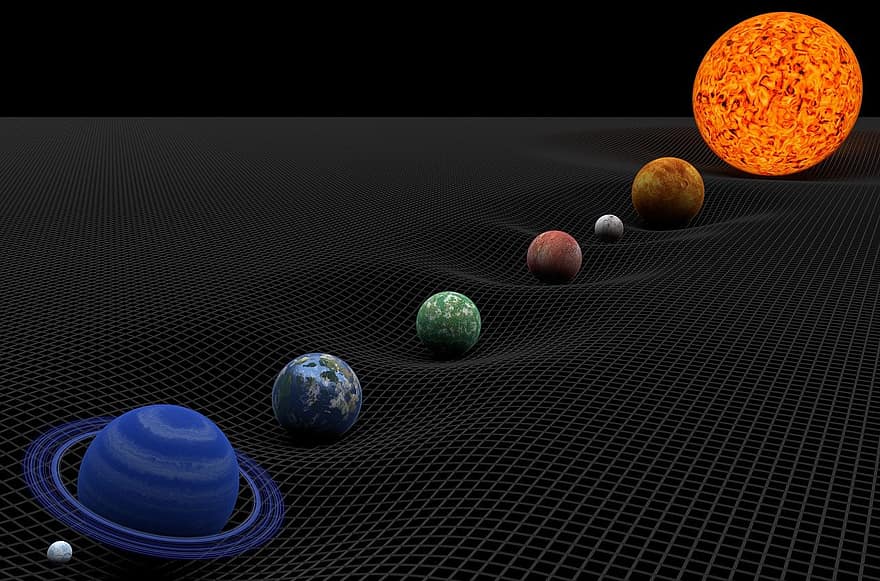 planeter, sol-, systemet, Sol, måne, jord, kosmos, universum, rymden, bana, allvar