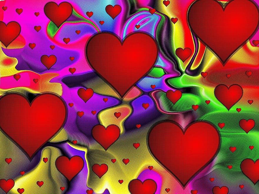 Love, Colorful, Abstract, Pop Art, Hearts