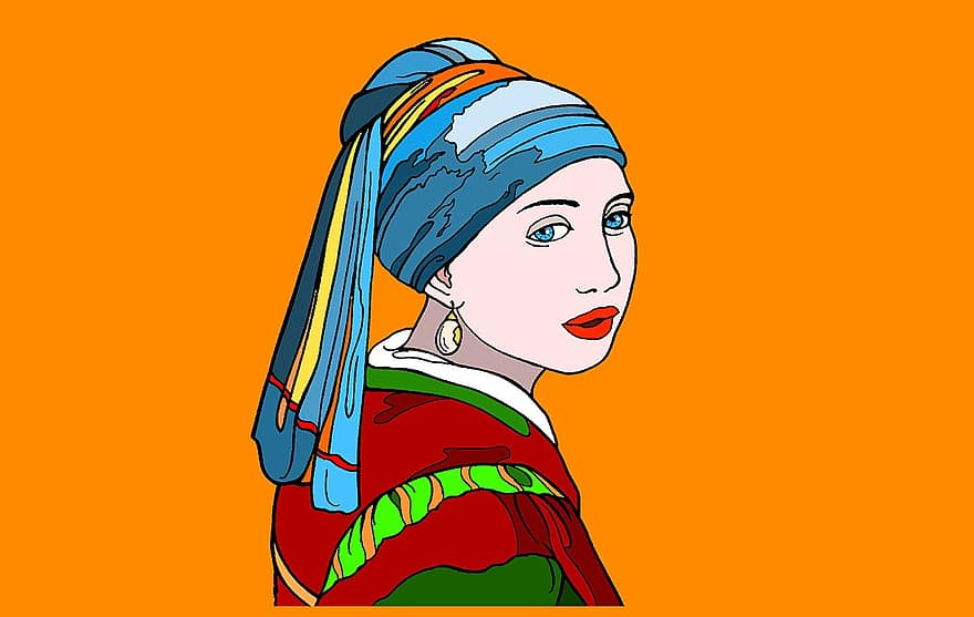 Girl With Pearl Earring, Girl, Painting, Portrait, Coloring Page, Gimp, Gimp Workshop, Photoshop