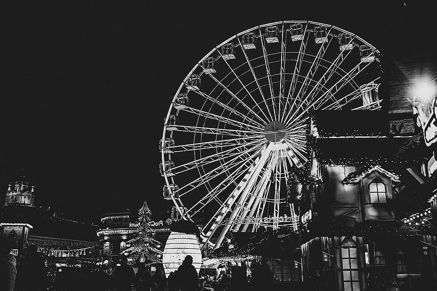 Night, Ferris Wheel, Wheel, Park, Carnival, Ferris, Lights, Fun, Amusement, Carousel, Light