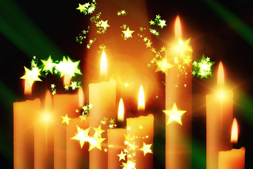 svíčky, Vánoce, festival, blahopřání, světlo svíček, světlo, vosk, svícen, knot, romantika, nálada