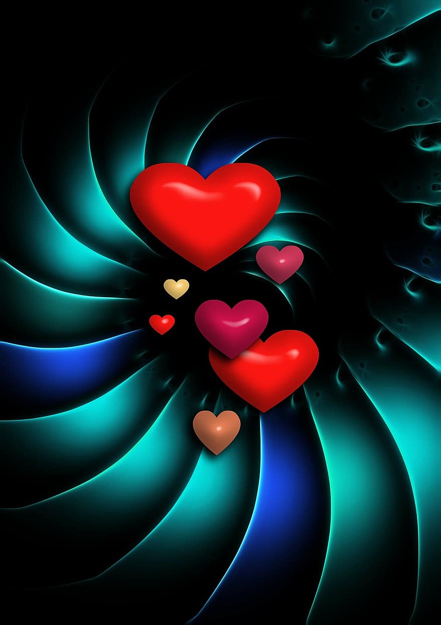coração, amor, fractal, espiral, abstrato, fundo, roxa, infinito, redemoinho, rotores, strudel