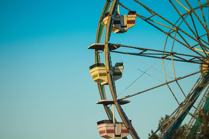 Ferris Wheel, Amusement Park, Fun, Entertainment, Park, blue, traveling carnival, amusement park ride, wheel, excitement, motion