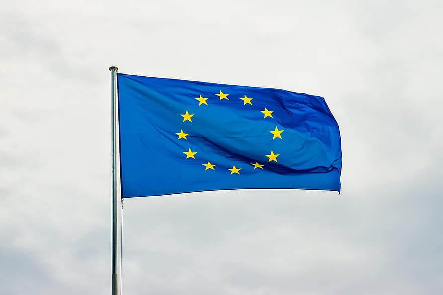 ЕС, знаме на eu, Европейски съюз, син, патриотизъм, символ, форма на звезда, единство, дом, ден, политика