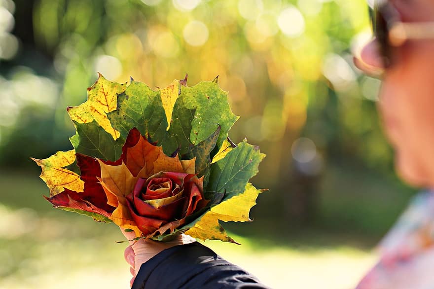 букет, осінь, кленові листи, флора, сухого листя