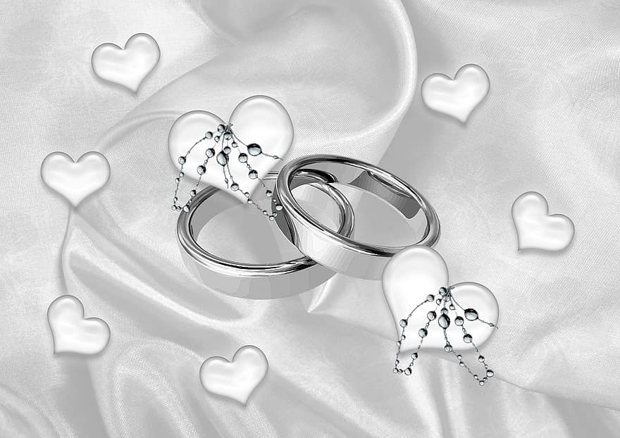 nozze, anelli, fedi nuziali, prima, anniversario di matrimonio in argento, giorno del matrimonio, sposare, cerimonia nuziale, matrimonio, bianca, fortuna