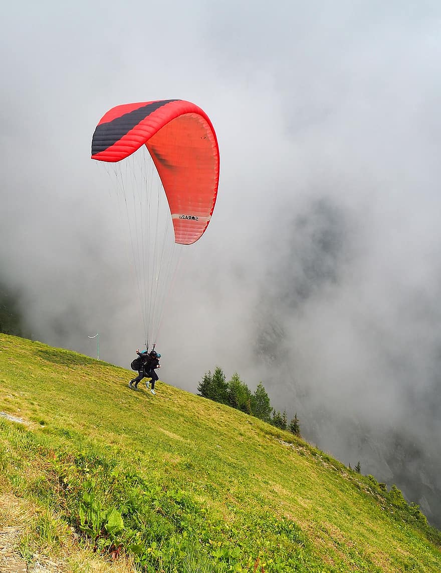 Paragliding, Nature, Recreation, Adventure, Outdoors, Leisure, Valley, Hillside, Slope, extreme sports, sport