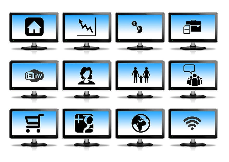 monitor, képernyő, közösségi háló, app, szerkezet, hálózatok, Internet, társadalmi, logo, Facebook, értékesítés