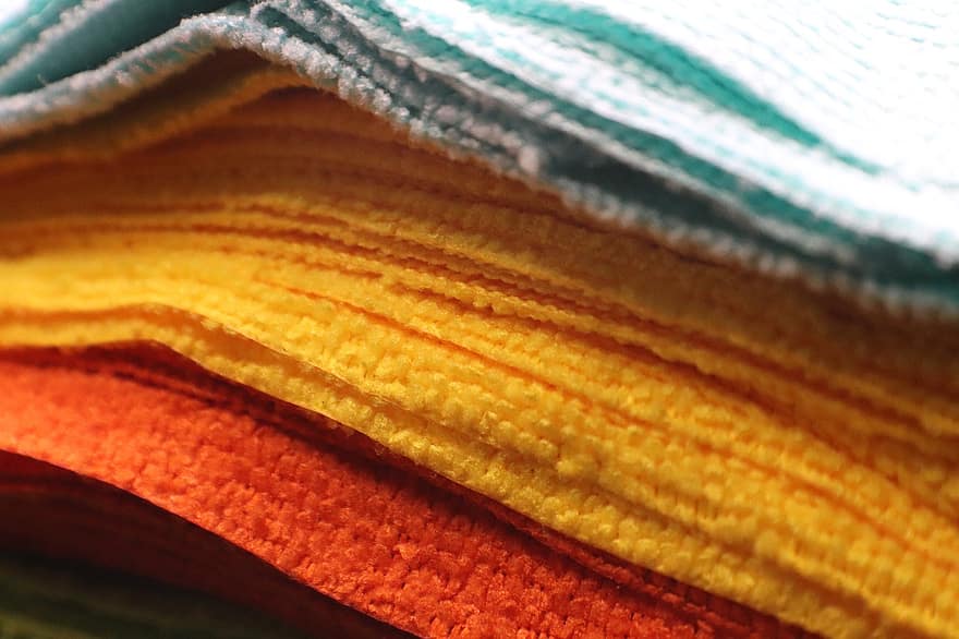 textur, handduk, tvätt, Syssla, närbild, bakgrunder, multi färgad, mönster, gul, textil-, mode