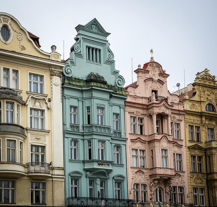 Houses, Baroque, Facades, Stucco, Brewing Town, Bohemia, Tradition, Pilsen, Czech Republic, Building, Historic Centre